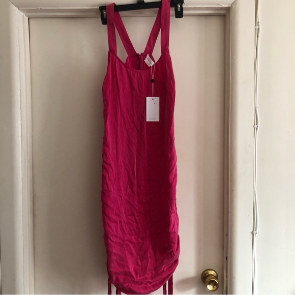 ❤️NWT Revolve Lovers + Friends Tina Hot Pink Ruched Dress Size XS - Picture 3 of 10